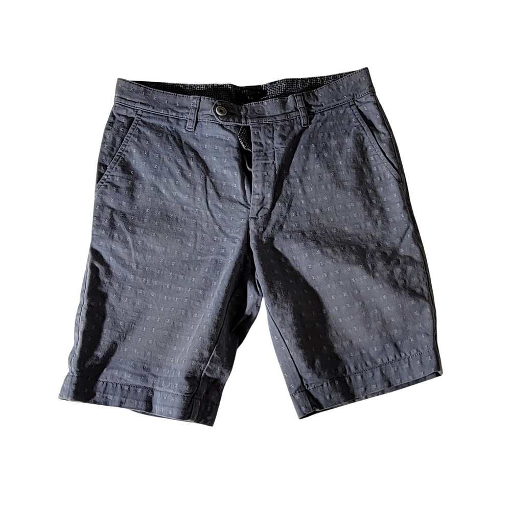 Ted Baker London Mens Grey Blue Geometric X Pattern Chino Shorts Size 30R